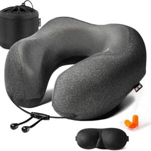 MLVOC Airplane Travel Neck Pillow for Sleeping, 3D-Eye Mask